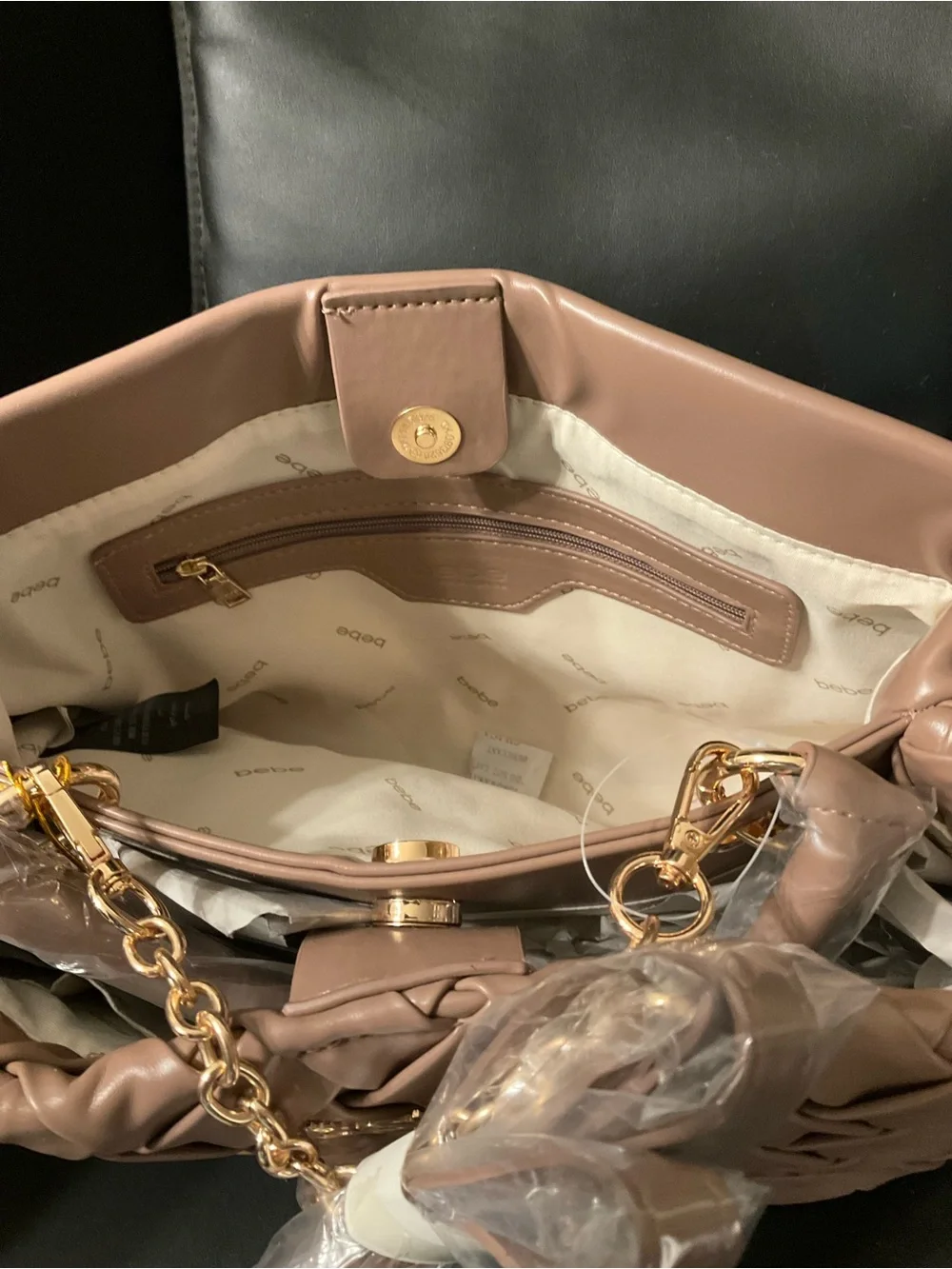 bebe Brown Woven Top-Handle Satchel